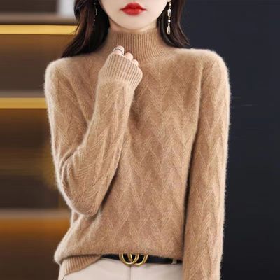 Sweater Base Shirt Women&#39;s 24 New Half-turtleneck Inner Thickened Autumn And Winter Striped Knitted Sweater Loose Warm Sweater