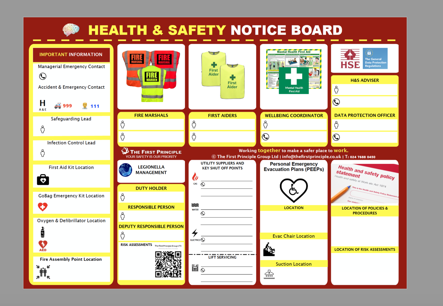 General Health & Safety Notice Board for Care Homes