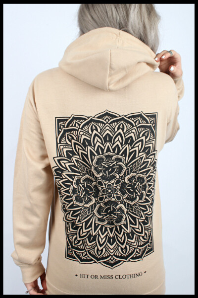 beige hoodie with roses