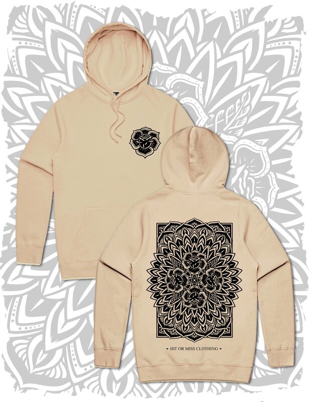 Rose Mandala Pullover Hoodie - Beige