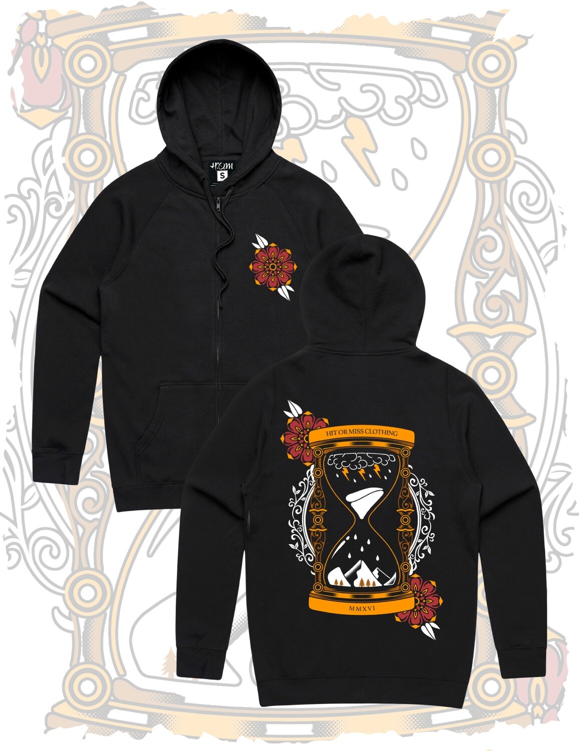 Hourglass Zip Hoodie - Black