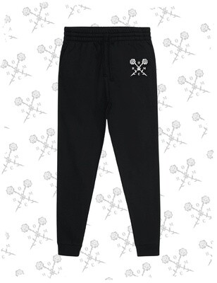 Crossed Roses Logo Embroidered Slim Fit Joggers - Black