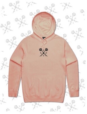 Crossed Roses Logo Embroidered Pullover Hoodie - Peach