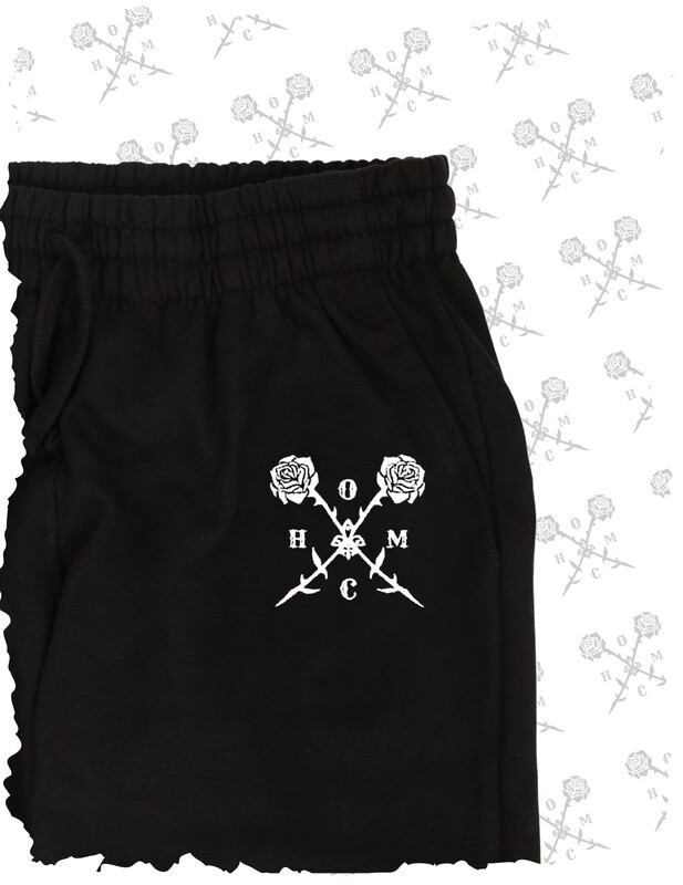 Crossed Roses Logo Embroidered Slim Fit Joggers - Black