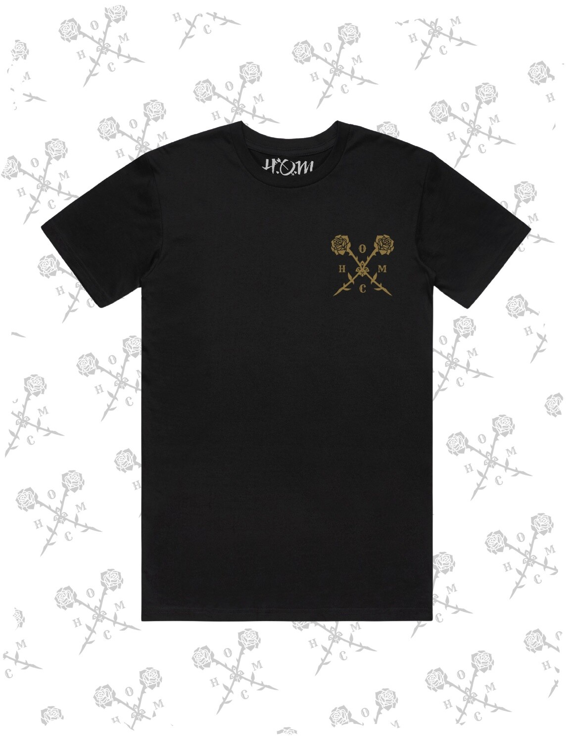 Crossed Roses Logo T-Shirt - Black