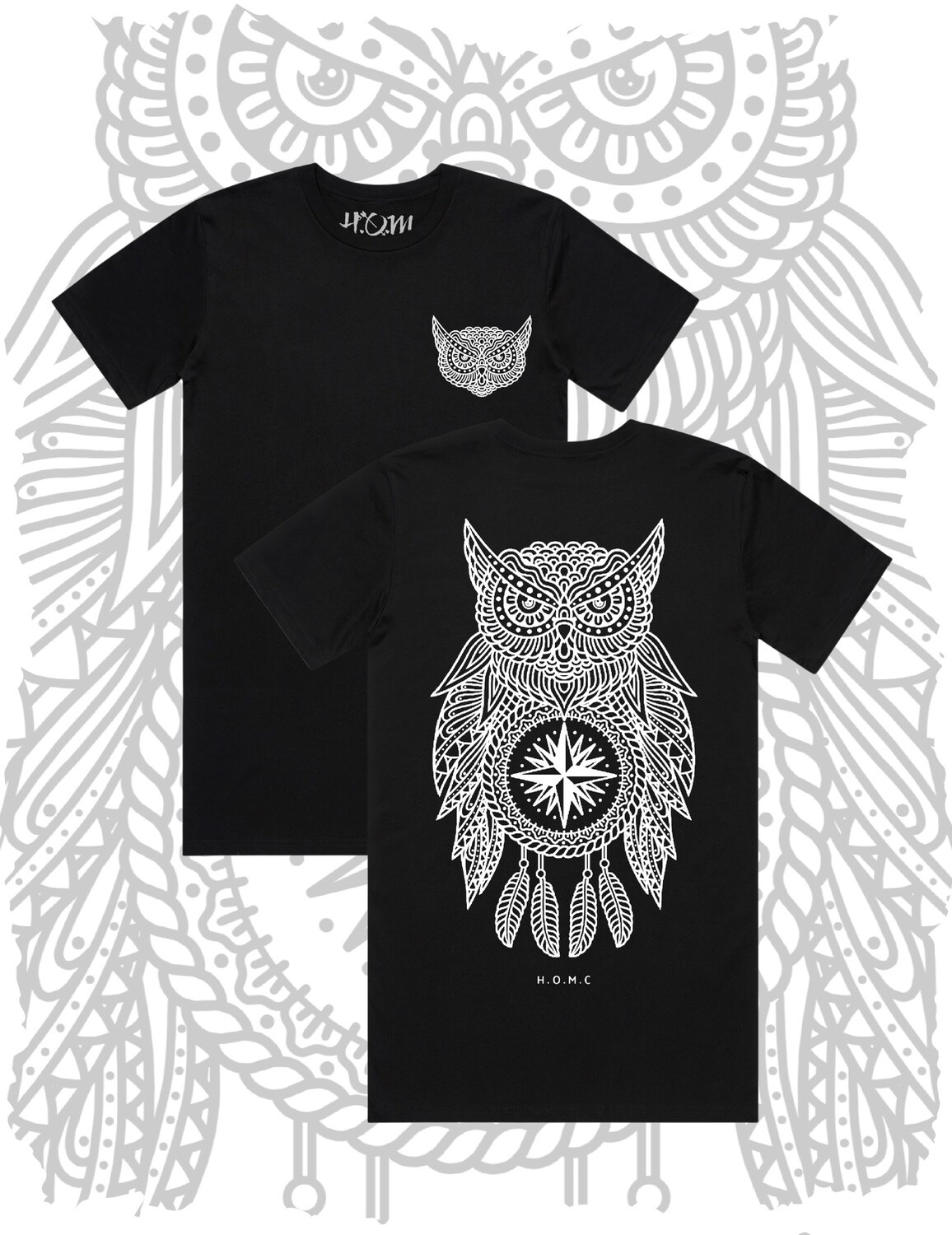 Owl Mandala Longline - Black