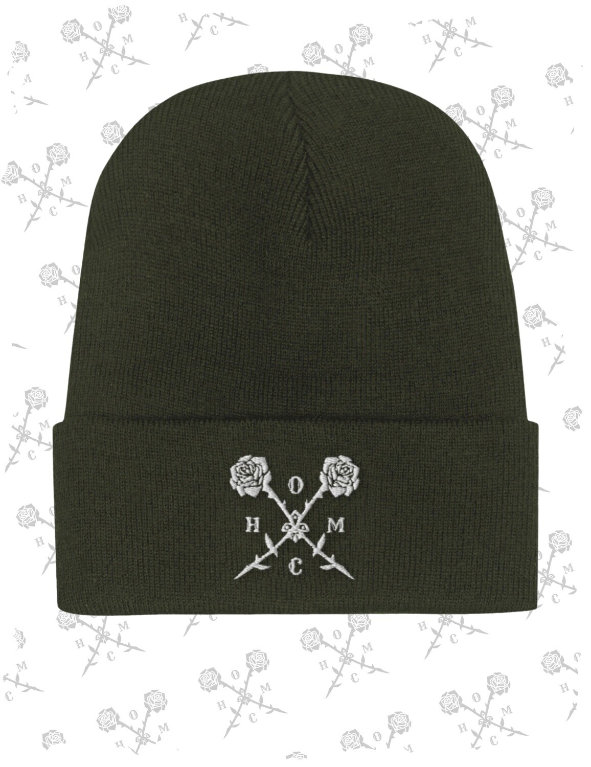 Crossed Roses Logo Beanie - Olive