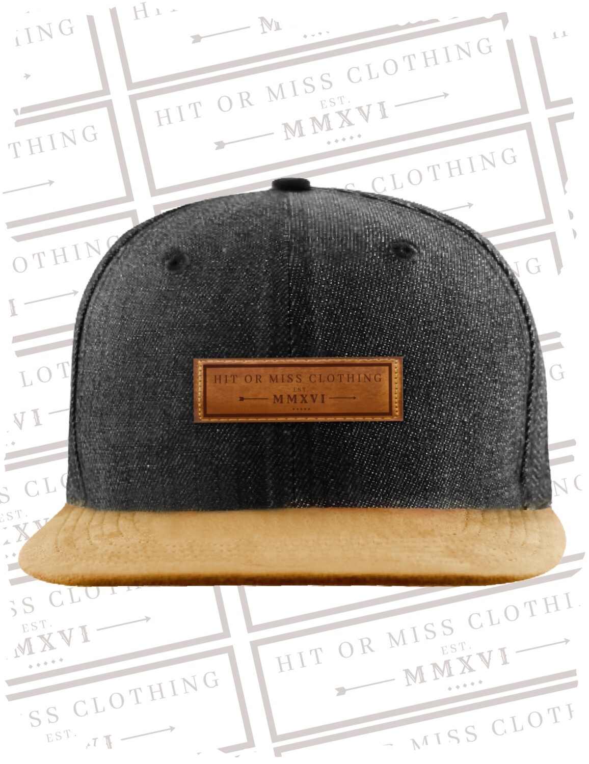 Leather Patch 6 Panel Snapback - Grey | Suede
