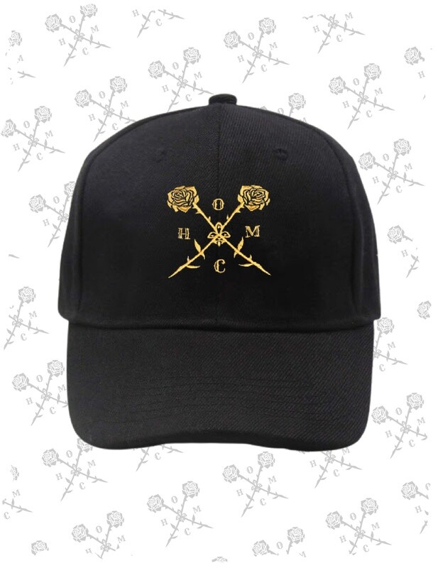 Crossed Roses Logo 6 Panel Dad Cap - Black