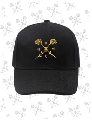 Crossed Roses Logo 6 Panel Dad Cap - Black
