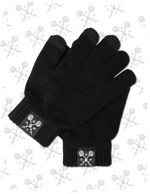 Crossed Roses Logo Black Gloves