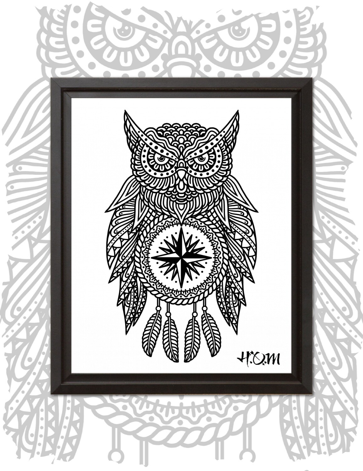 Owl Mandala Print