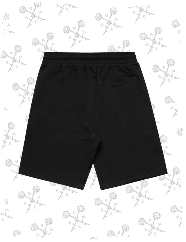 Crossed Roses Logo Embroidered Shorts - Black