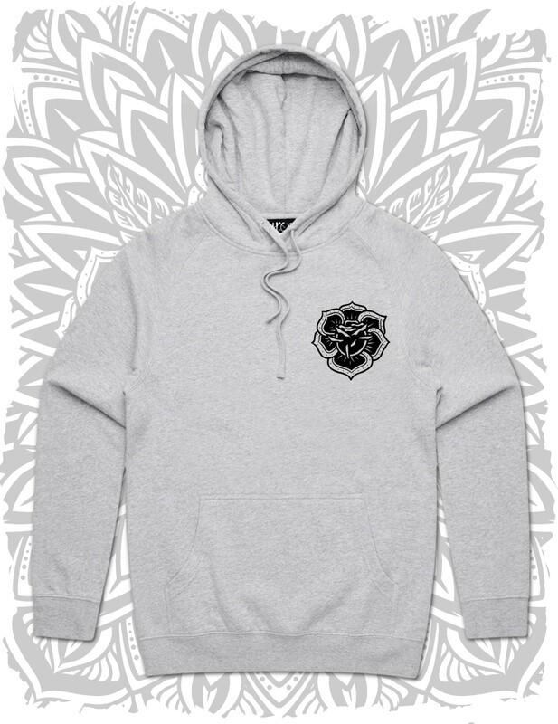 Rose Mandala Pullover Hoodie - Grey