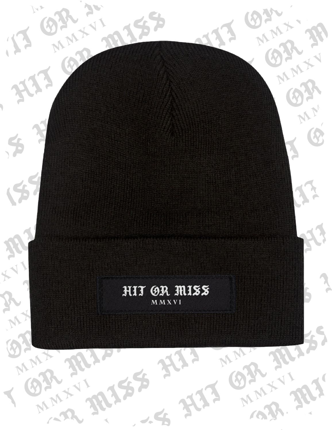 Label Logo Patch Beanie - Black