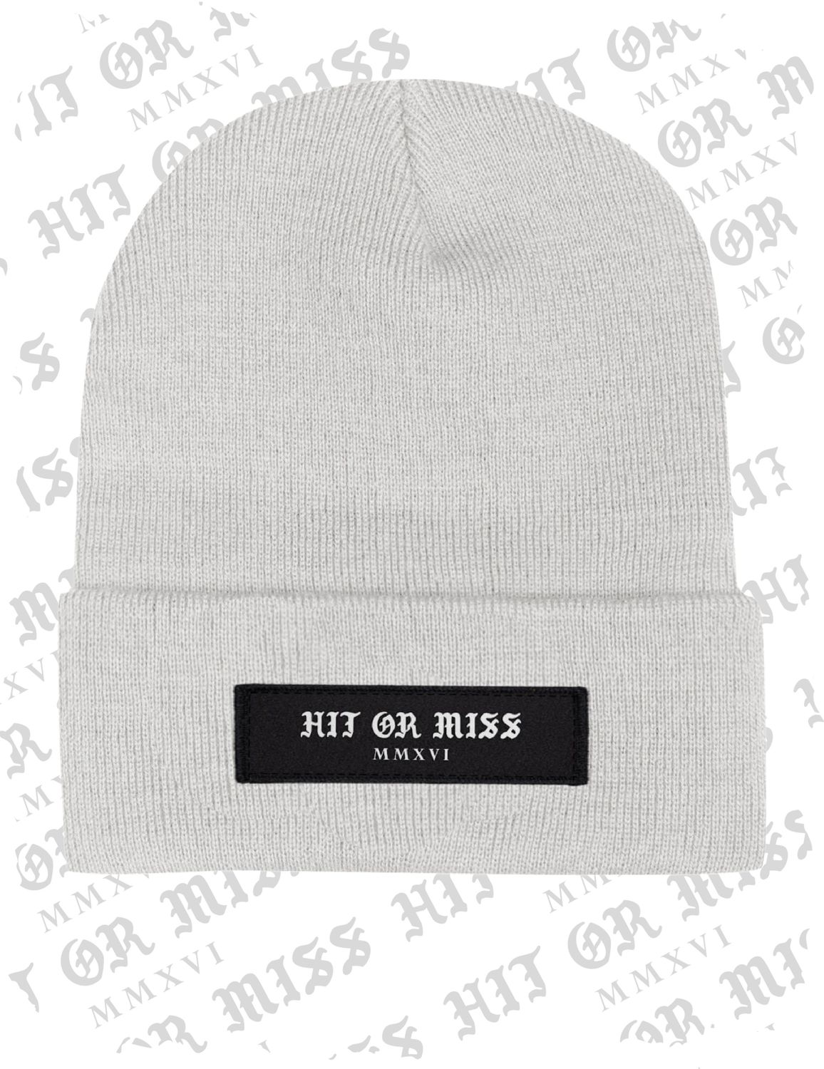 Label Logo Patch Beanie - White