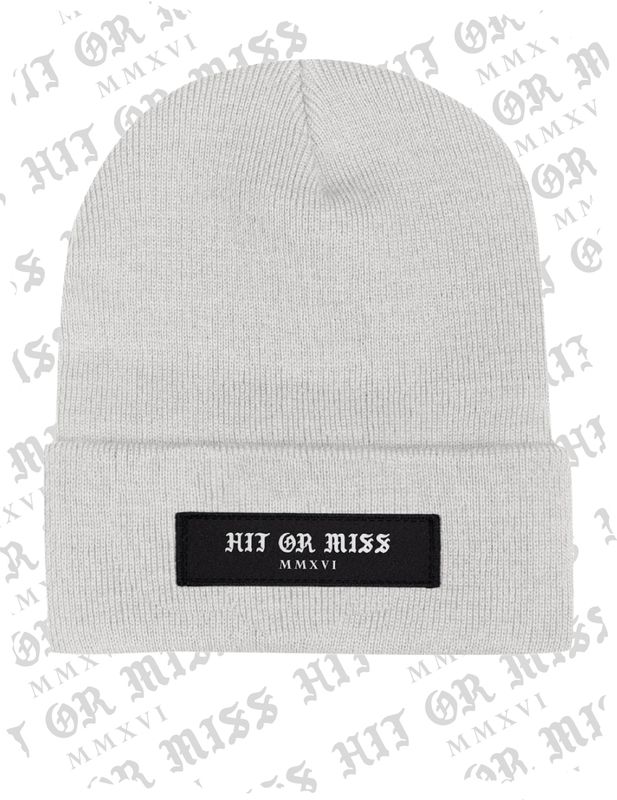Label Logo Patch Beanie - White