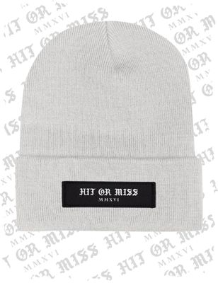 Label Logo Patch Beanie - White