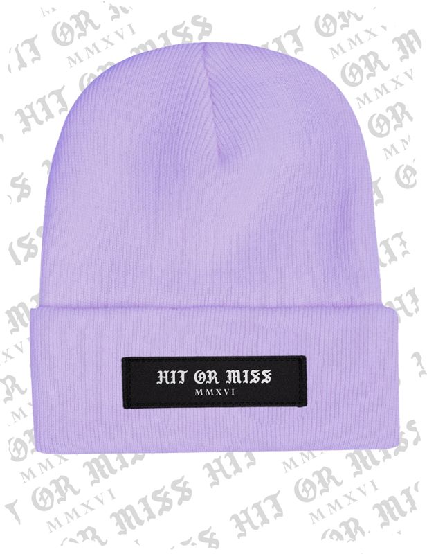Label Logo Patch Beanie - Lavender