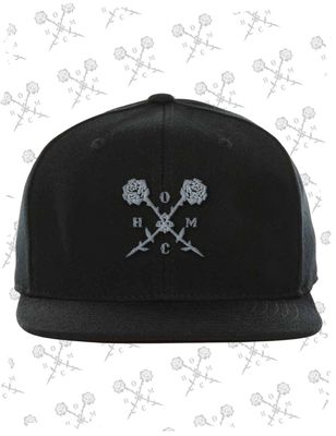 Crossed Roses Logo Embroidered 6 Panel Snapback - Black