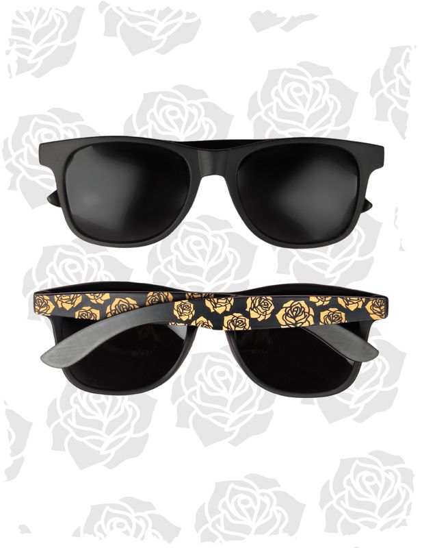 Rose Pattern Sunglasses - Black