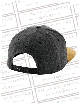 Leather Patch 6 Panel Snapback - Grey | Suede