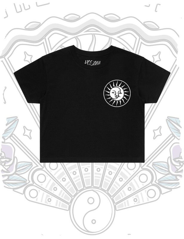 The Sun, The Moon, The Truth Crop T-Shirt - Black