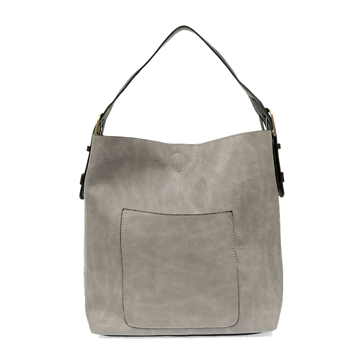 Joy Susan Classic Hobo Handbag Grey w/ Black Handle