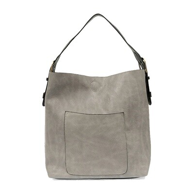 Joy Susan Classic Hobo Handbag Grey w/ Black Handle
