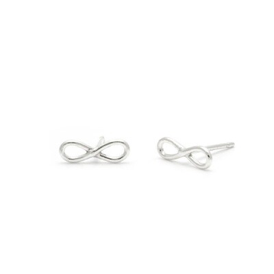 Laughing Sparrow Sterling Silver Tiny Infinity Silver Studs