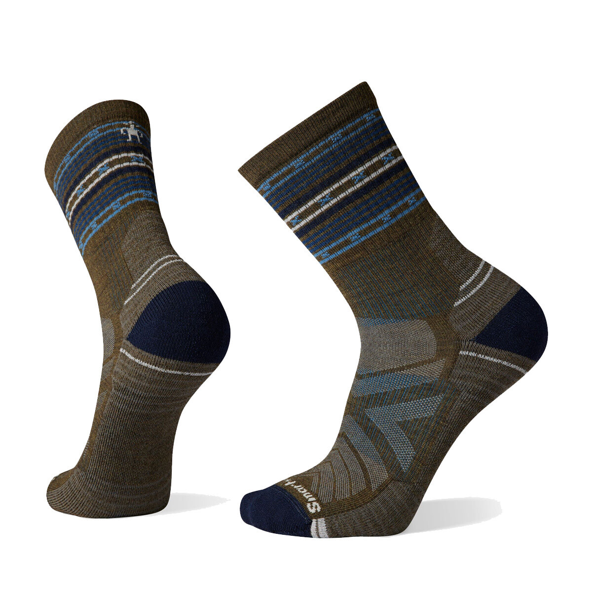 Smartwool Unisex Hike Light Cushion Spiked Stripe Crew Socks Olive