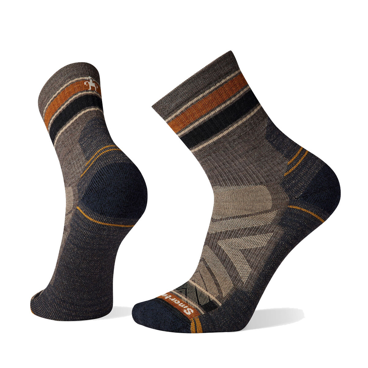 Smartwool Unisex Hike Light Cushion Striped Mid Crew Socks Taupe