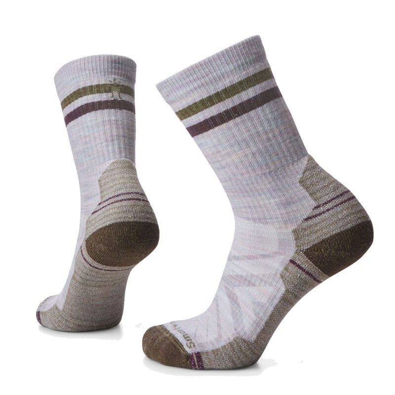 Smartwool Women&#39;s Hike Light Cushion Tube Stripe Crew Socks Purple Eclipse