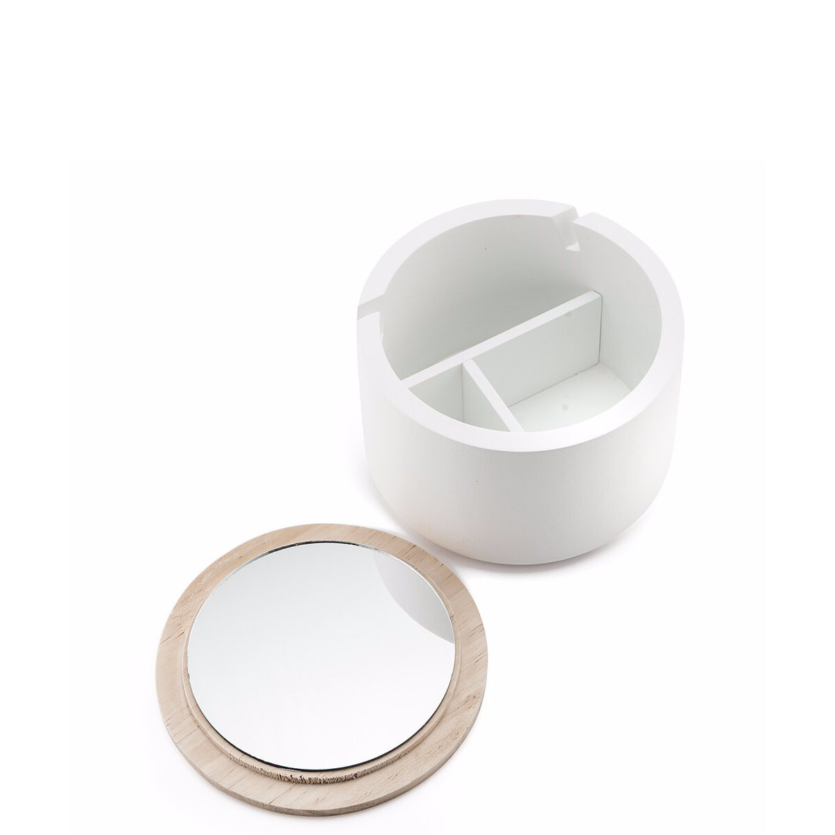 Round Wooden Jewelry Box Natural