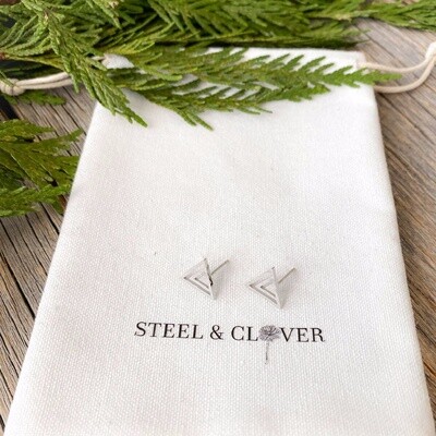 Steel &amp; Clover Pinnacle Stud Earrings Silver