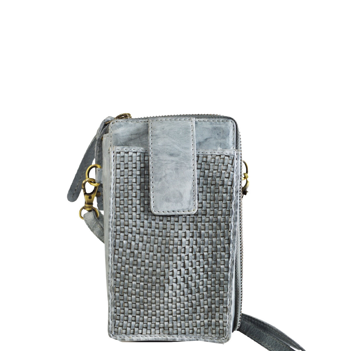 Milo Ella Woven Leather Smart Phone Crossbody, Color: Grey