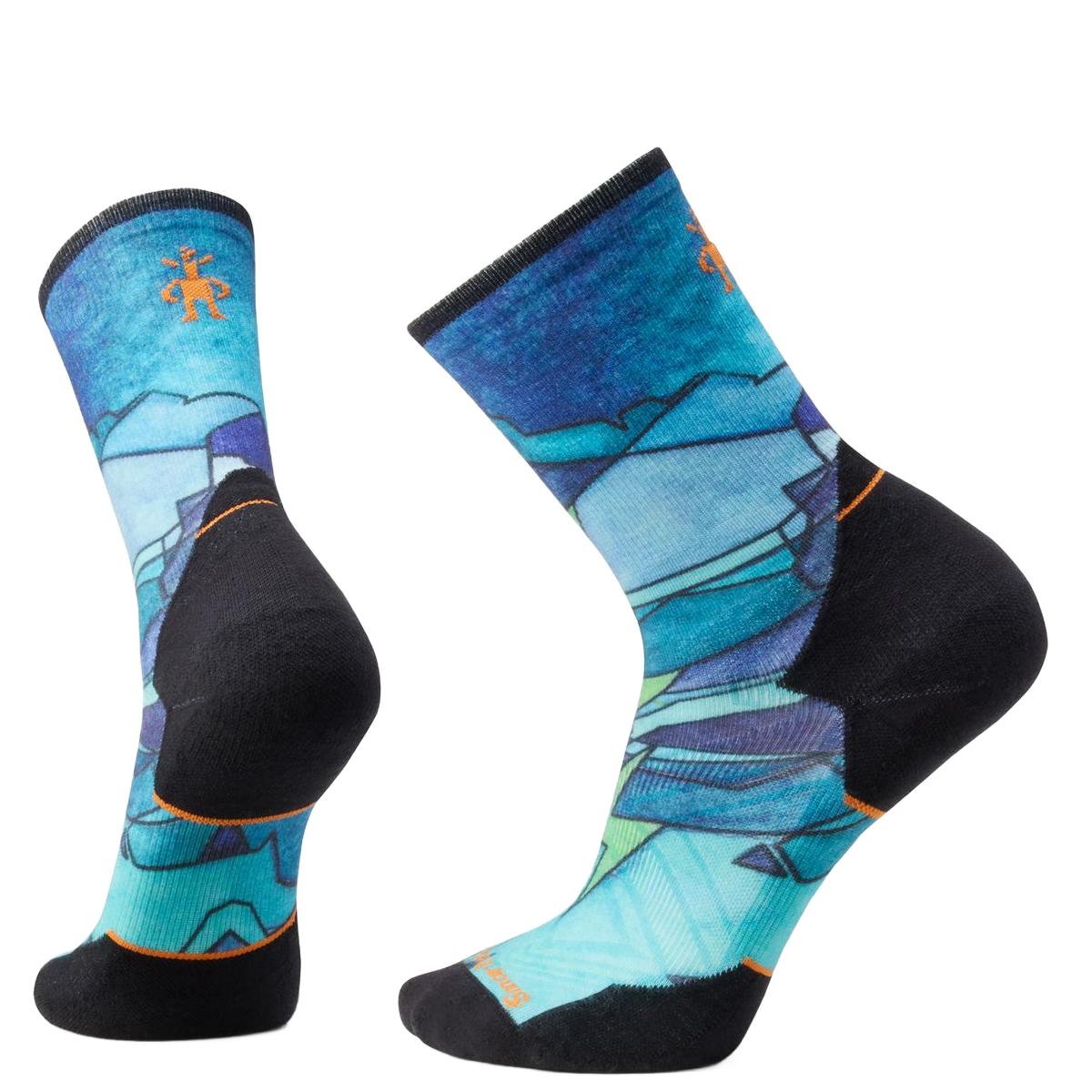 Smartwool Unisex Athlete Edition Run Print Crew Socks  Cascade Green