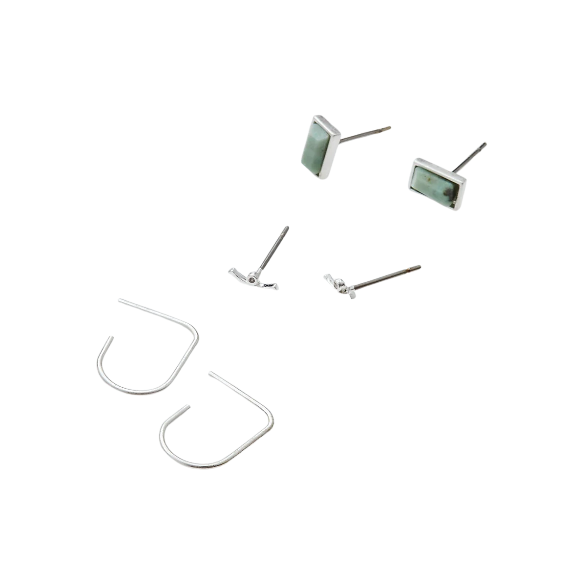 Scout Curated Wears Courtney Stud Earring Trio, Color: Silver