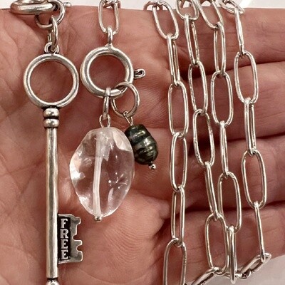 Katia Designs Versa Chain Silver I Am Free Key