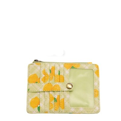Joy Susan Penny Mini Travel Wallet Lime Plaid/Lemons