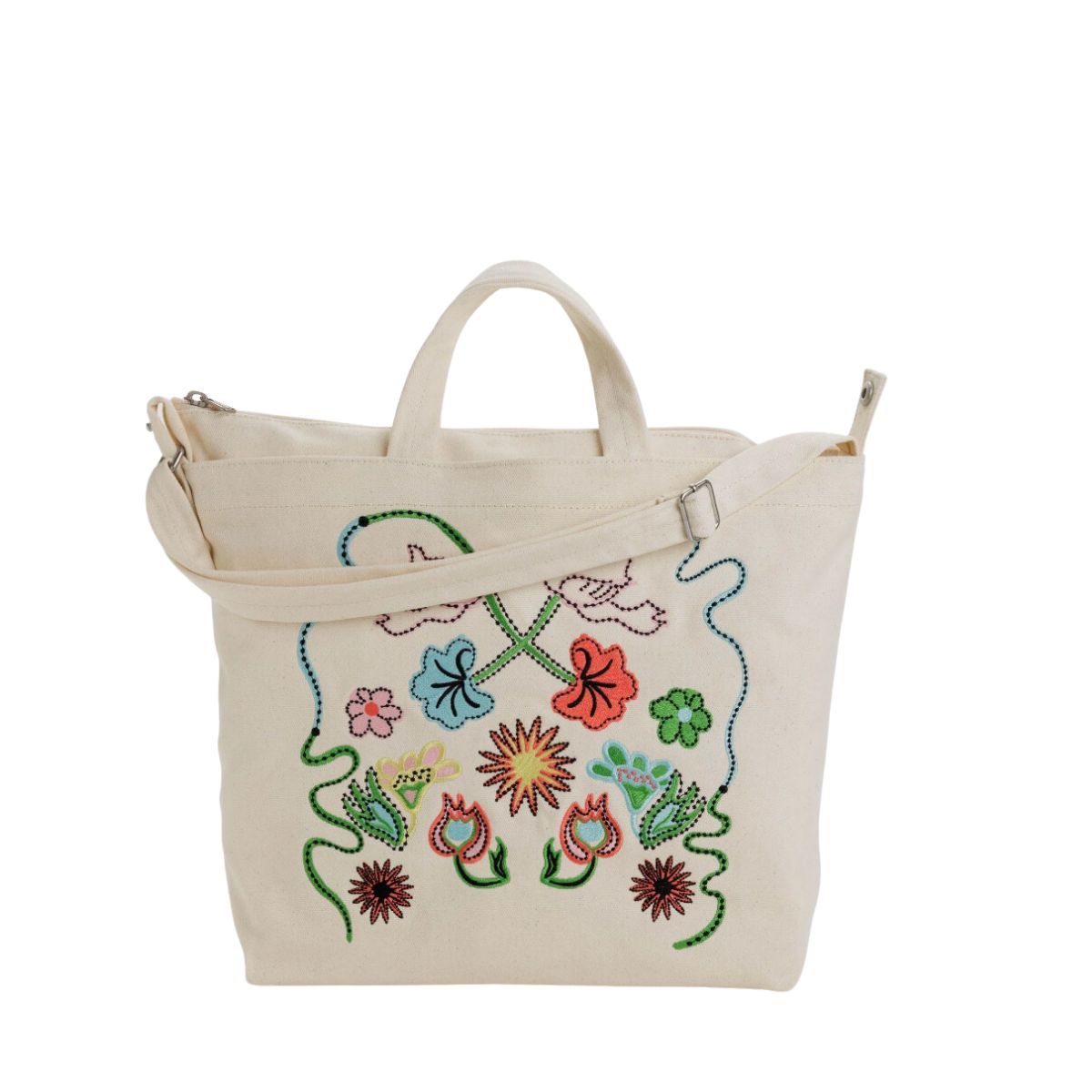 BAGGU Embroidered Horizontal Zip Duck Bag, Color: Birds