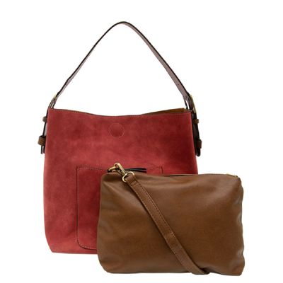 Joy Susan Faux Suede Hobo Handbag Rust