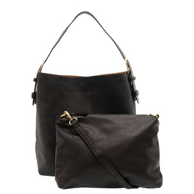 Joy Susan Faux Suede Hobo Handbag Black