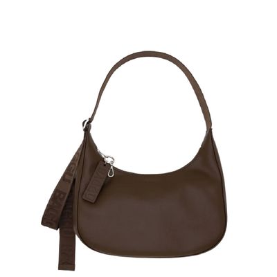 BAGGU Medium Recycled Leather Crescent Bag Brown