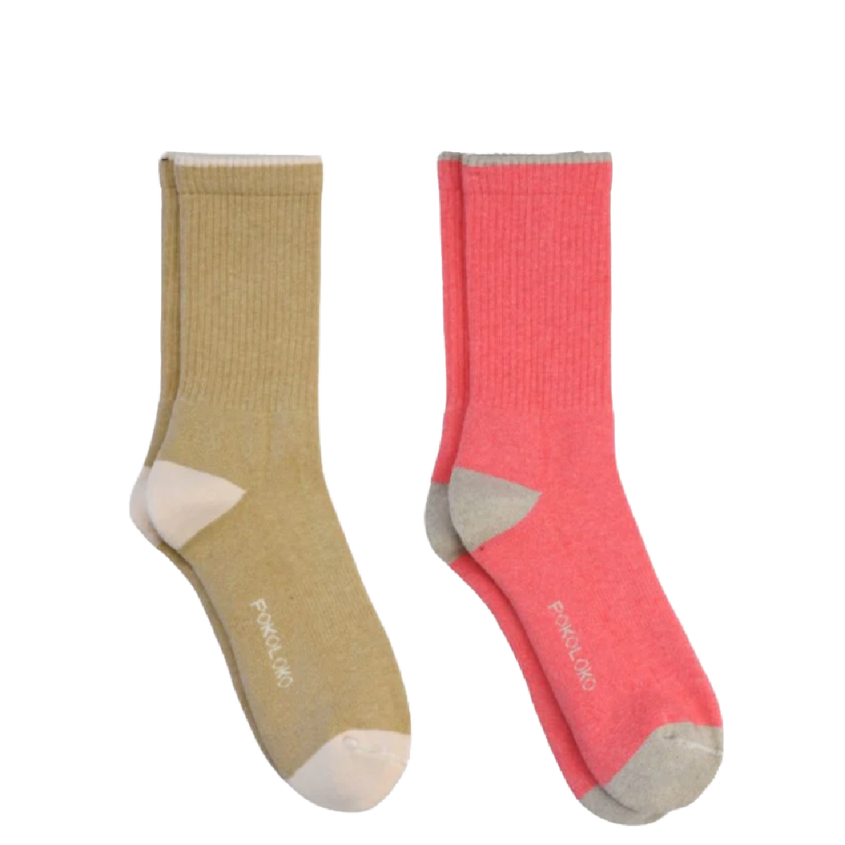 Pokoloko Pima Cotton Heel Toe Socks - 2 Pack, Color: Caramel/Bubblegum, Size: S/M (W 5-9 M 4-8.5)
