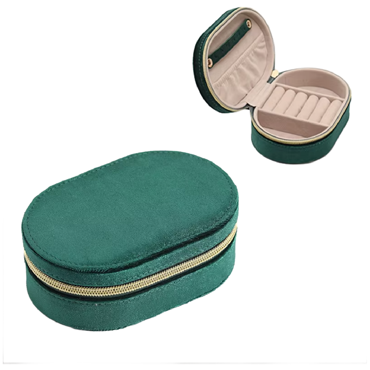 Florence &amp; Audrey Oval Velvet Jewelry Organizer, Color: Green