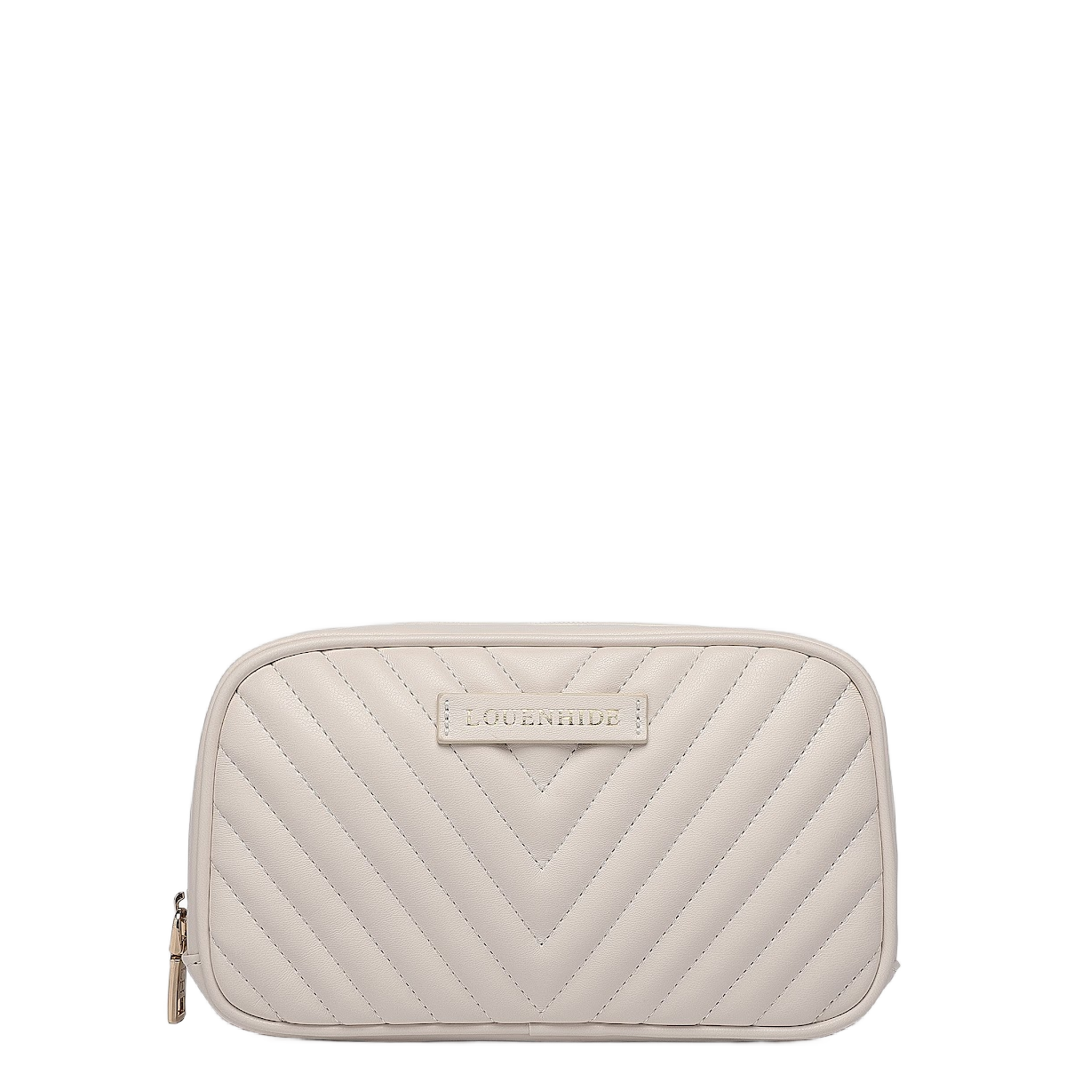 Louenhide Lacey Quilted Makeup Bag, Color: Vanilla