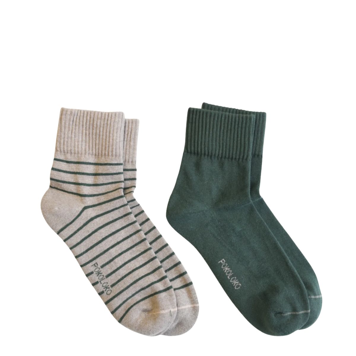 Pokoloko Pima Cotton Striped-Solid Socks - 2 Pack