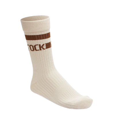Birkenstock Cotton Crew Sock Stripe Eggshell/Brown