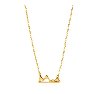 HOJ Sterling Silver Gold Vermeil Plain Mountain Necklace (N-1347-G)